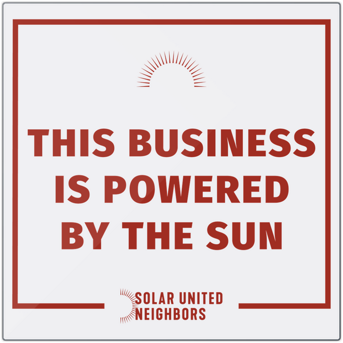 This Business is Powered By The Sun Metal Sign (Red)